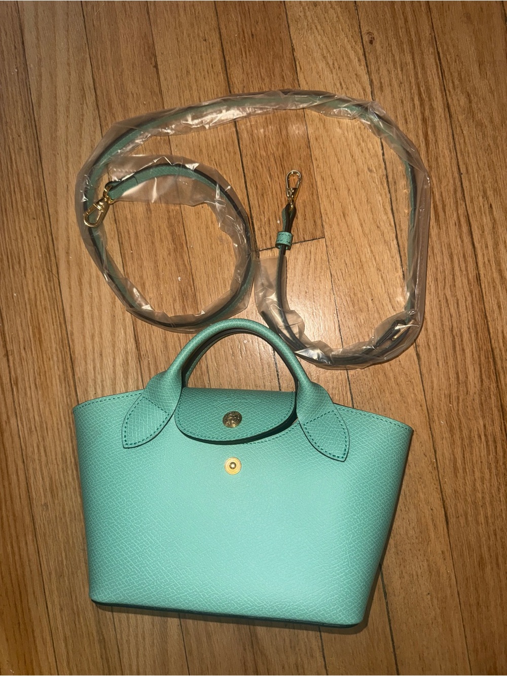Longchamp Mini Top-Handle Bag in Turquoise